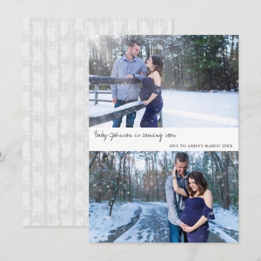 Neutrale Photo Pregnancy Announcard Aankondiging (Voorkant / Achterkant)