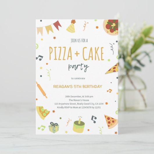 Neutrale Pizza Party Minimalistische Moderne Uitno Kaart (Staand voorkant)