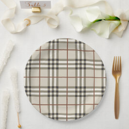 Neutrale Plaid Knusse Klassieke Patroon Papieren Bordje