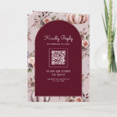 Neutrale Pompoen Bloem QR Code Burgundy Bruiloft (Achterkant)