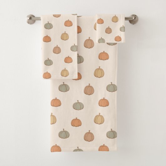 Neutrale Pompoen Boho Beige Halloween Herfst Gedem Bad Handdoek (Insitu)