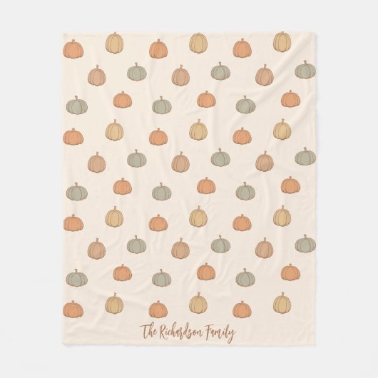 Neutrale Pompoen Boho Beige Halloween Herfst Naam Fleece Deken (Voorkant)