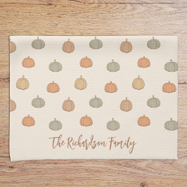 Neutrale Pompoen Boho Beige Halloween Herfst Naam Theedoek