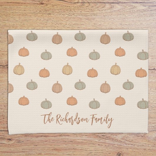 Neutrale Pompoen Boho Beige Halloween Herfst Naam Theedoek