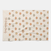 Neutrale Pompoen Boho Beige Halloween Herfst Naam Theedoek (Horizontaal)