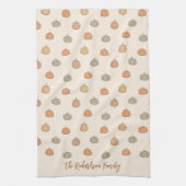 Neutrale Pompoen Boho Beige Halloween Herfst Naam Theedoek (Verticaal)