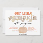 Neutrale pompoen eerste verjaardag uitnodiging (Voorkant)
