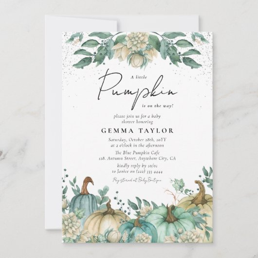 Neutrale pompoen Waterverf Floral Baby shower Kaart (Voorkant)