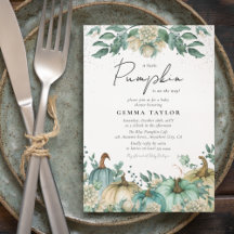 Neutrale pompoen Waterverf Floral Baby shower