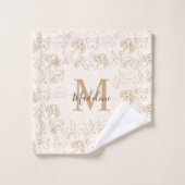 Neutrale Pop Dog Patroon Elegant Monogram Bad Handdoek (Wasdoekje)