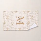 Neutrale Pop Dog Patroon Elegant Monogram Bad Handdoek (Handdoek)