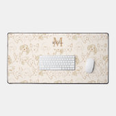 Neutrale Pop Dog Patroon Elegant Monogram Bureaumat (Keyboard & Muis)
