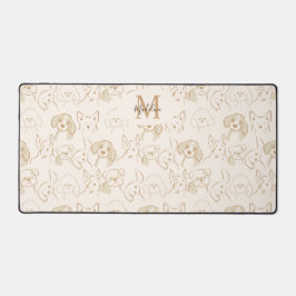 Neutrale Pop Dog Patroon Elegant Monogram Bureaumat