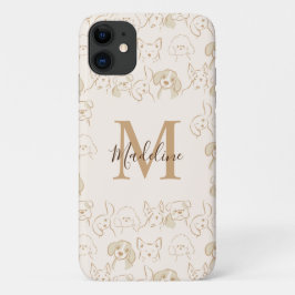Neutrale Pop Dog Patroon Elegant Monogram Case-Mate iPhone Case