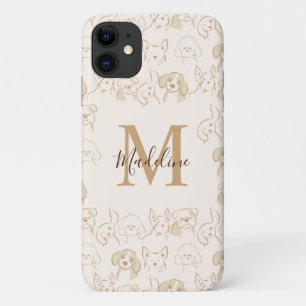 Neutrale Pop Dog Patroon Elegant Monogram Case-Mate iPhone Case