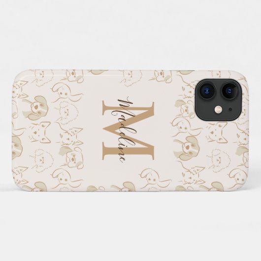 Neutrale Pop Dog Patroon Elegant Monogram Case-Mate iPhone Case (Achterkant (horizontaal))
