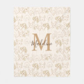 Neutrale Pop Dog Patroon Elegant Monogram Fleece Deken (Voorkant)