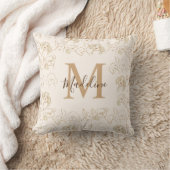 Neutrale Pop Dog Patroon Elegant Monogram Kussen (Deken)