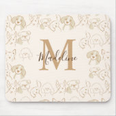Neutrale Pop Dog Patroon Elegant Monogram Muismat (Voorkant)
