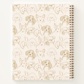 Neutrale Pop Dog Patroon Elegant Monogram Notitieboek (Achterkant)