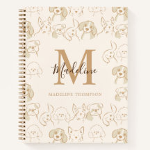 Neutrale Pop Dog Patroon Elegant Monogram