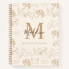 Neutrale Pop Dog Patroon Elegant Monogram Notitieboek