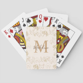 Neutrale Pop Dog Patroon Elegant Monogram Pokerkaarten