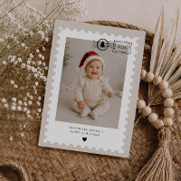 Neutrale Postzegel Baby's 1e Kerst Foto
