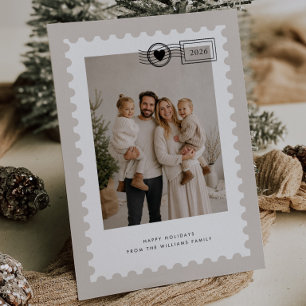 Neutrale Postzegel Familie Foto Feestdagenkaart
