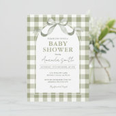 Neutrale Preppy Sage Strik Baby Shower Kaart (Staand voorkant)