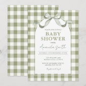 Neutrale Preppy Sage Strik Baby Shower Kaart (Voorkant / Achterkant)