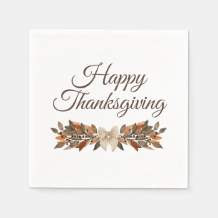 Neutrale ‘Prettig Thanksgiving’ papieren servetten