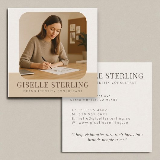 Neutrale Professionele Moderne Naam Bedrijfsfoto Vierkante Visitekaartje