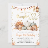 Neutrale Pumpkin Patch Gold Glitter Verjaardag Kaart (Voorkant)