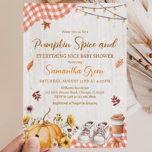 Neutrale Pumpkin Spice Everything Nice Baby Shower Kaart