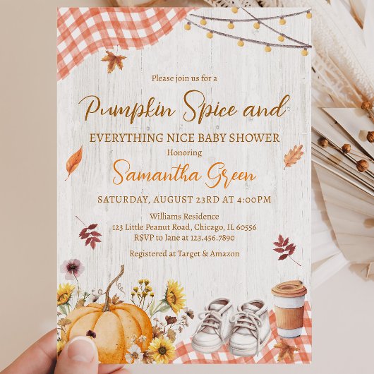 Neutrale Pumpkin Spice Everything Nice Baby Shower Kaart