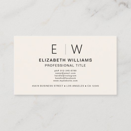 Neutrale QR-code monogram minimalistisch modern Visitekaartje (Achterkant)