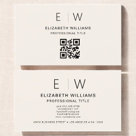Neutrale QR-code monogram minimalistisch modern Visitekaartje