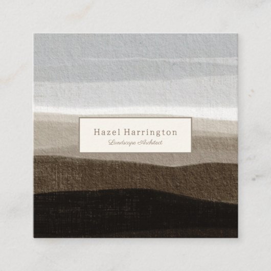 Neutrale QR Code Vierkant Visitekaartje Bruin Tan (Voorkant)