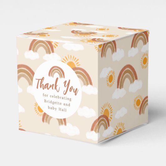 Neutrale Rainbow Boho Favor Box Bedankdoosjes (Voorkant Zijde)