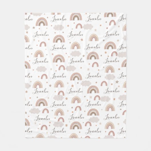 Neutrale Rainbows Name Blanket Fleece Deken (Voorkant)