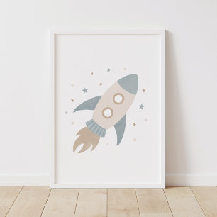 Neutrale Raket Ruimteschip Buitenruimte Kinderkame Poster