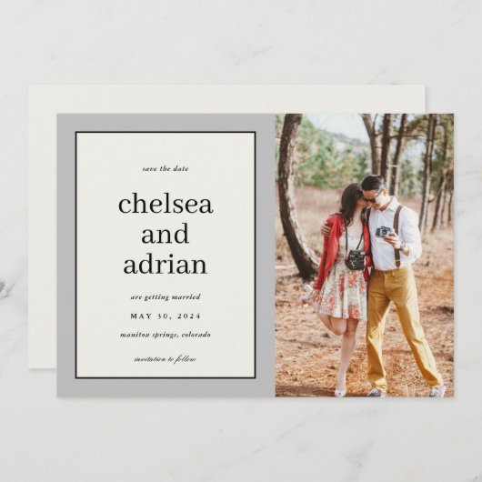 Neutrale rand Eenvoudige foto Opslaan van de datum Save The Date (Voorkant / Achterkant)