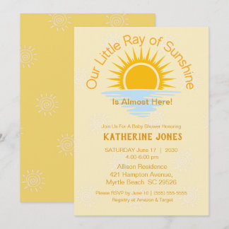 Neutrale Ray van Sunshine Baby shower Invitation Kaart