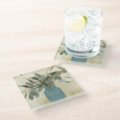 Neutrale regeling - Stemmed Leaves Glazen Onderzetter (Schuin)