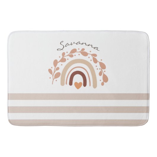 Neutrale Regenboog Aangepaste Naam Baby Shower  Badmat (Voorkant)
