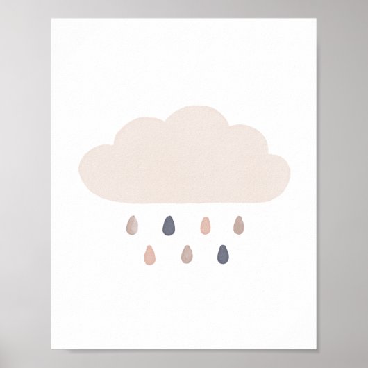 Neutrale regenval Cloud Nursery Poster (Voorkant)