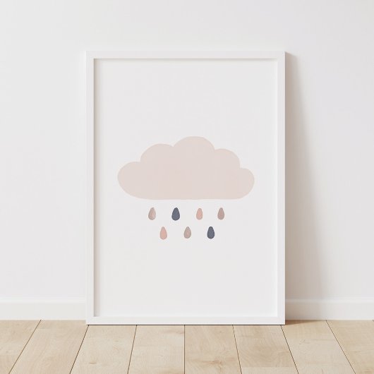 Neutrale regenval Cloud Nursery Poster