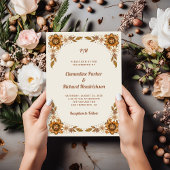 Neutrale retro bloemen | Bruiloft Kaart