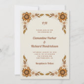 Neutrale retro bloemen | Bruiloft Kaart (Voorkant)